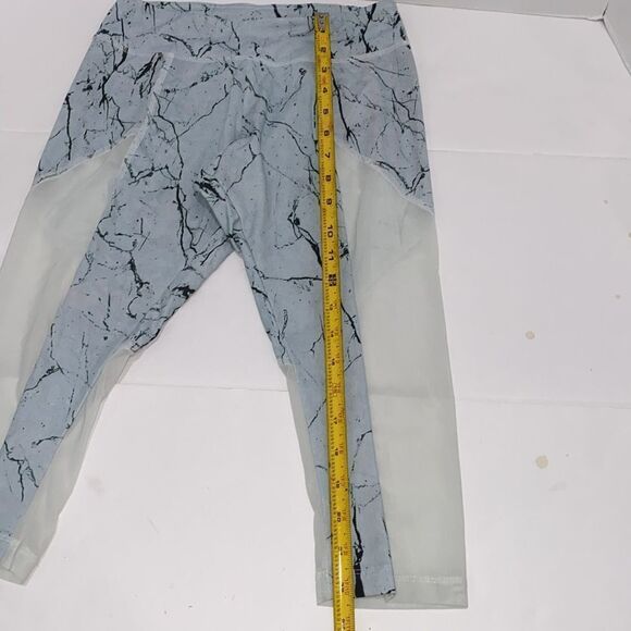 Varley Blue White Marble Print Leggings With Mesh Side Cutouts Cropped Size S - Picture 6 of 8